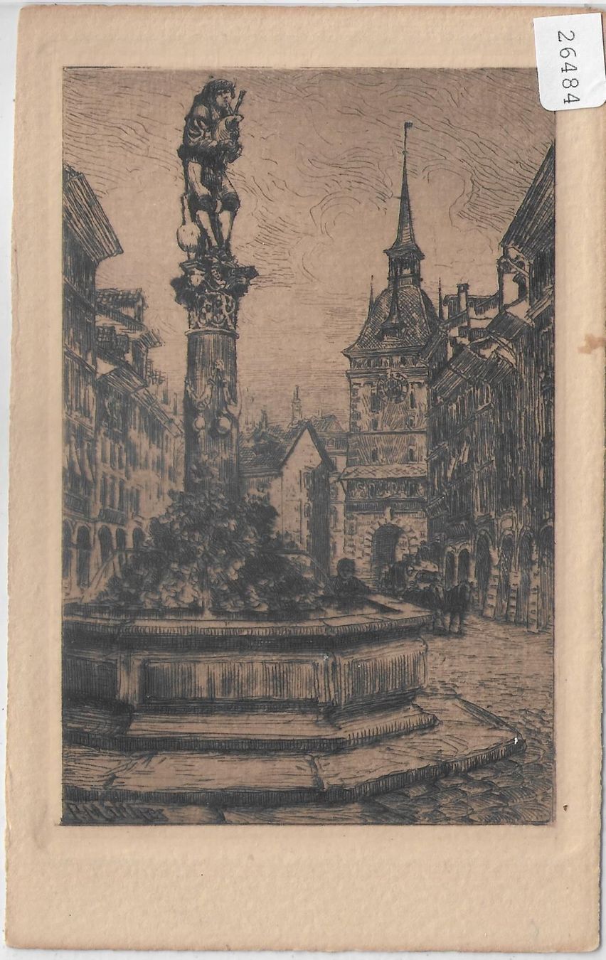 Cartoline postali: Alt-Bern - Dudelsackpfeifferbrunnen – Usato da Ettingen venduto da Kartenplanet