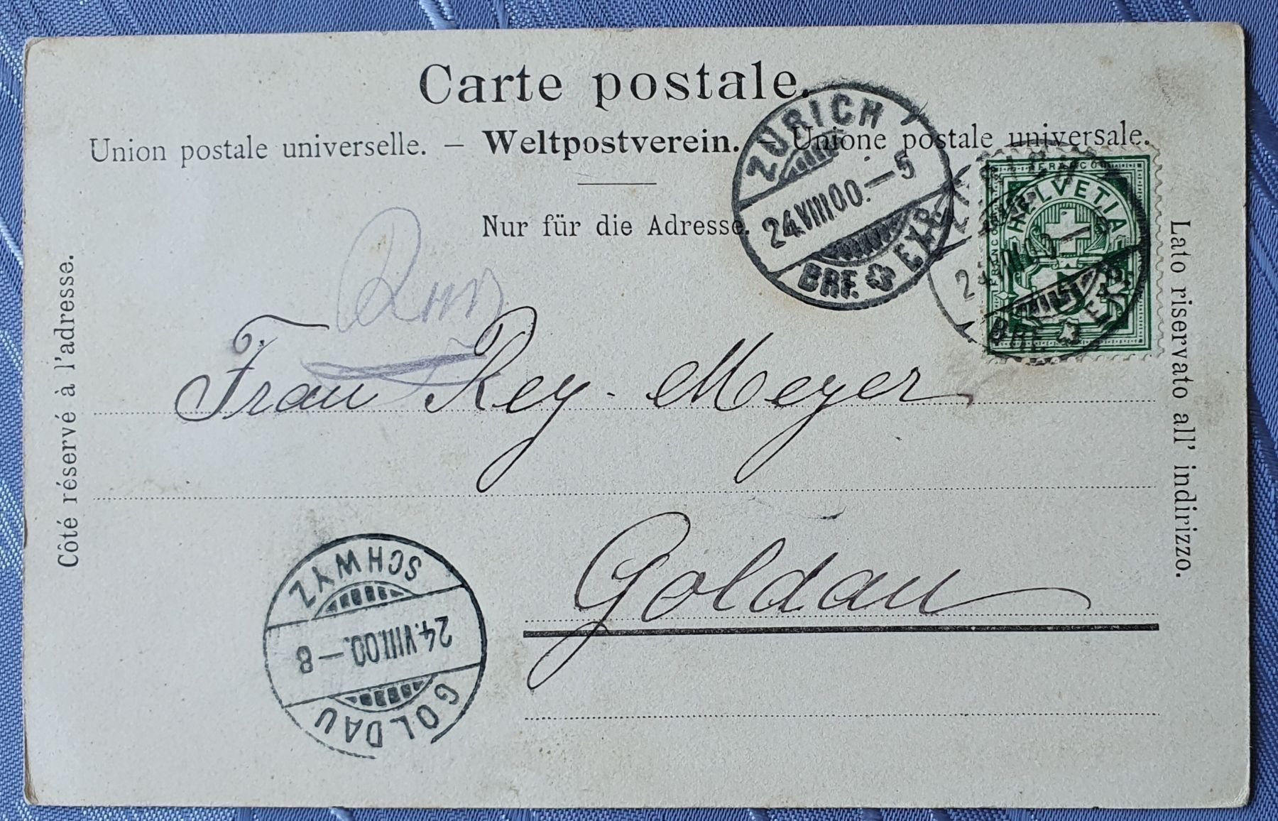 Ansichtskarten: Zürich  - J.SPOERRI 1900, TOP – Gebraucht aus Kreuzlingen von Rschweiz1 1