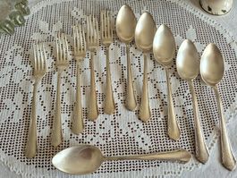 Vintage Besteck, versilbert, 11 teilig, dekorativ