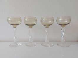 4 antike Weingläser / Stielgläser  Kristallglas