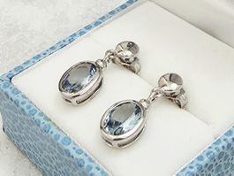 Silber 925 Aquamarin-Zirkonia Ohrringe (rhodiniert) - NEU