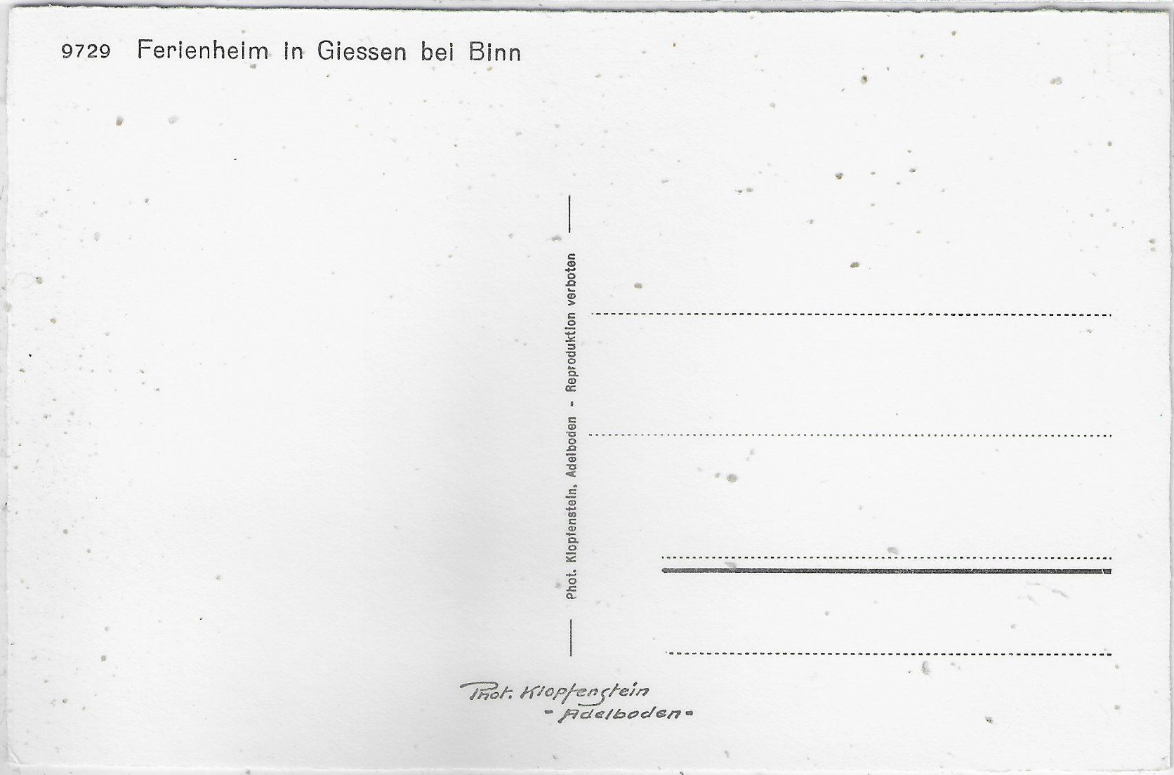 Ansichtskarten: Ferienheim in Giessen bei Binn – Gebraucht aus Ettingen von Kartenplanet 1