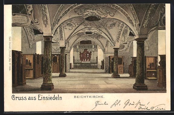 Cartoline postali: Einsiedeln, Innenansicht der Beichkirche – Usato da Berlin venduto da bartko-reher