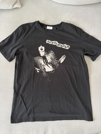 Saint Laurent Paris schwarzes T-Shirt mit Print 