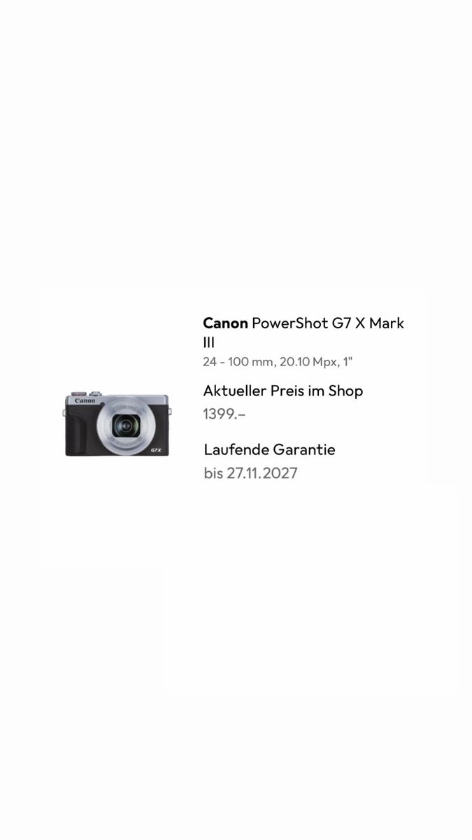 Canon Fotocamera: Canon Powershot G7X Mark III mit Speicherkarte – Nuovo e nell'imballaggio originale da Dietikon venduto da eli_cy5t 3