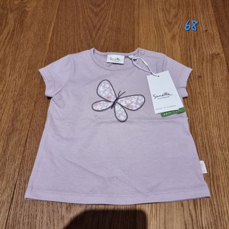 Lavendel T-Shirt mit Schmetterling, Grösse 68, sanetta neu