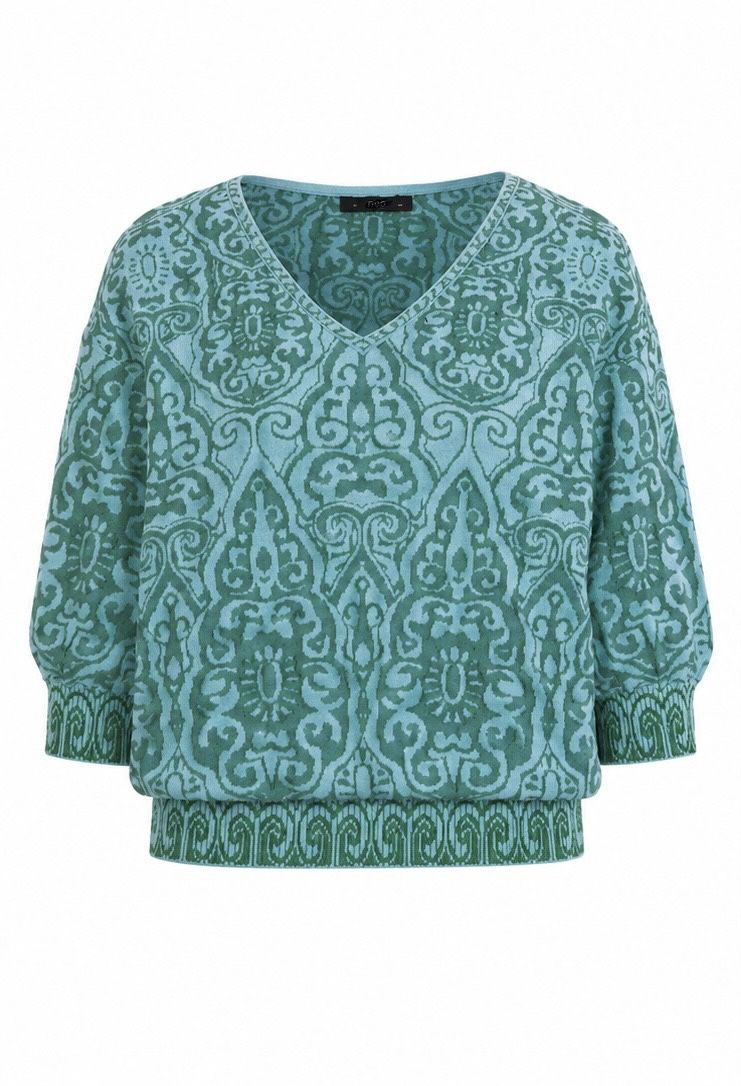 Ivko Maglioni & Felpe: IVKO Jacquard V Neck Pullover Filigree Short Sleeve Bluse – Usato da Münchenstein venduto da B771 1
