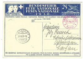 31.8.1930 Flugpost-Bundesfeier AK/Bachtel/25 Rp Marke