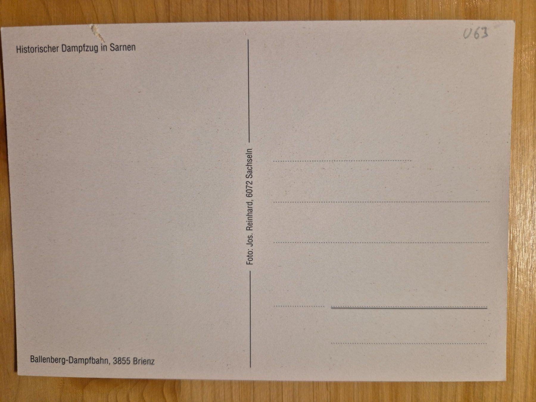 Cartoline postali: Ballenberg-Dampfbahn - Dampfzug in Sarnen – Nuovo (secondo la descrizione) da St-Léonard venduto da thipif 1
