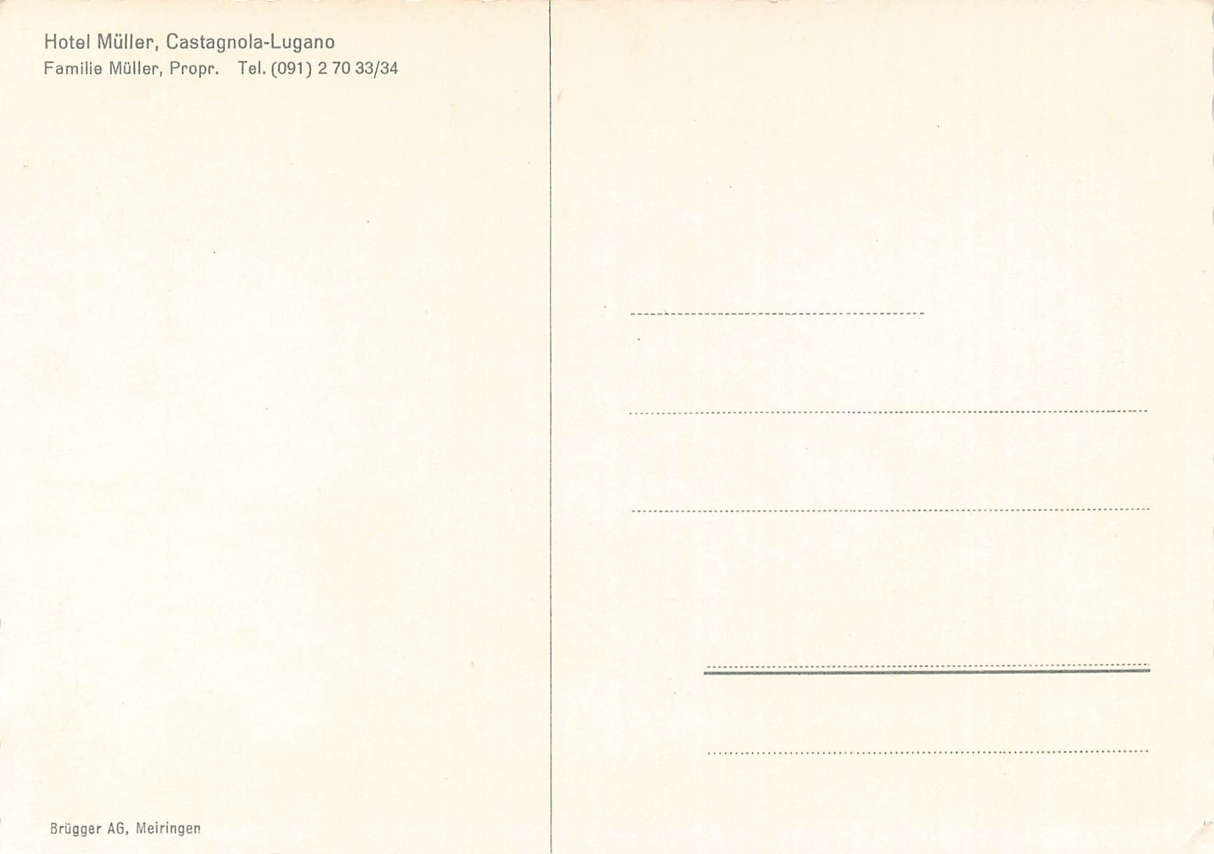 Cartoline postali: Hotel Müller castagnola lugano – Usato da Biasca venduto da Blenio71 1