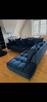 Ecksofa Polich, Samt dunkelblau - Ottomane links