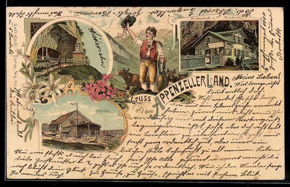 Cartoline postali: Litho Wildkirchli, Wirtschaft mit Ebenal – Usato da Berlin venduto da bartko-reher