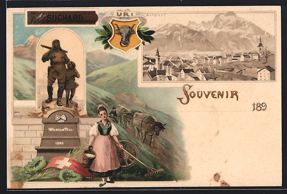 Ansichtskarten: Litho Altdorf, Wilhelm Tell-Denkmal, Ort – Gebraucht aus Berlin von bartko-reher