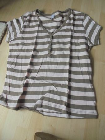 T-Shirt gestreift Gr. 48/50 rosa/braun NEU