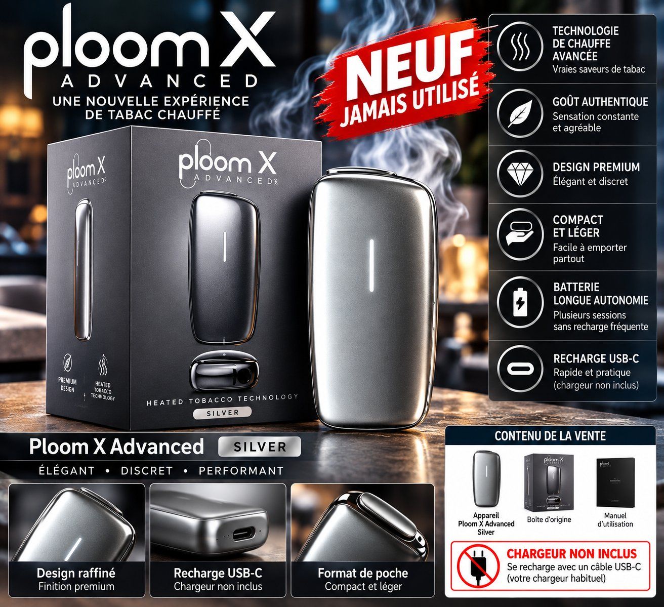 Autres tabacs: Ploom X Advanced Silver NEUF – Neuf (Voir description) à Gland par Electr0ventes