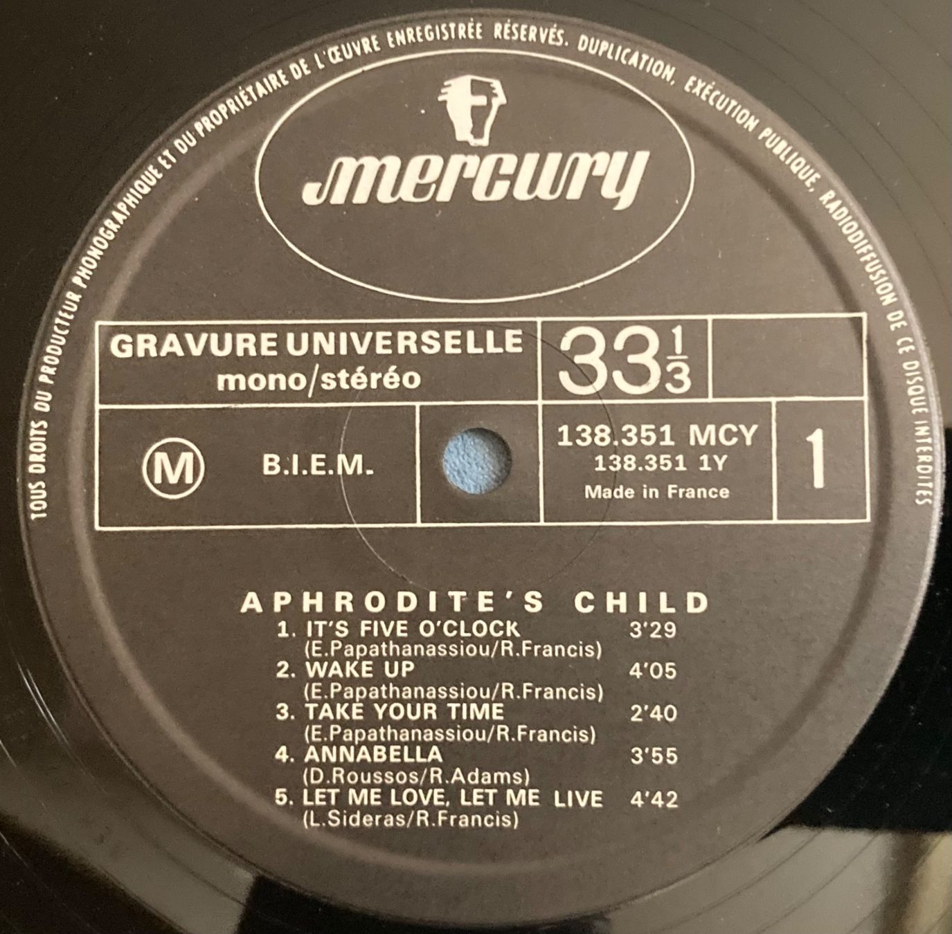 Dischi in vinile: APHRODITE'S CHILD - IT'S FIVE O'CLOCK – Usato da Poliez-Pittet venduto da Newtown-Records 2