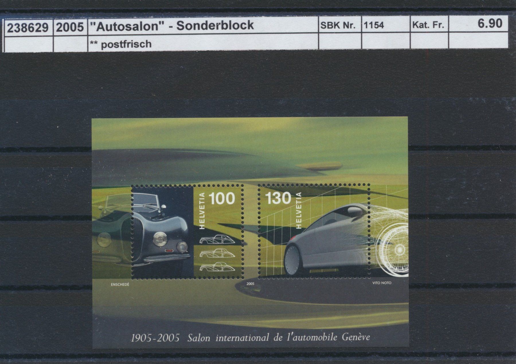 Tutti i francobolli: 2005 "Autosalon" - Sonderblock, ** postfrisch – Nuovo (secondo la descrizione) da Winterthur venduto da Zupogeru