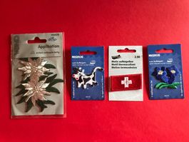 Aufbügelsticker Sticker aufbügeln Edelweiss🇨🇭Enzian Kuh