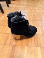 Stiefeletten schwarz Schnürung HolzAbsatz Grösse 37