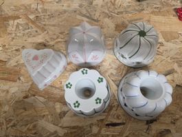 Keramik Kuchenformen, 5 Stk, Vintage, Sammlerstück!