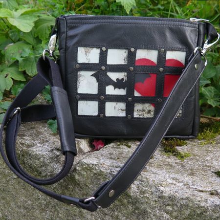 kleine Crossbody Damen, Umhängetasche aus schwarzem Leder