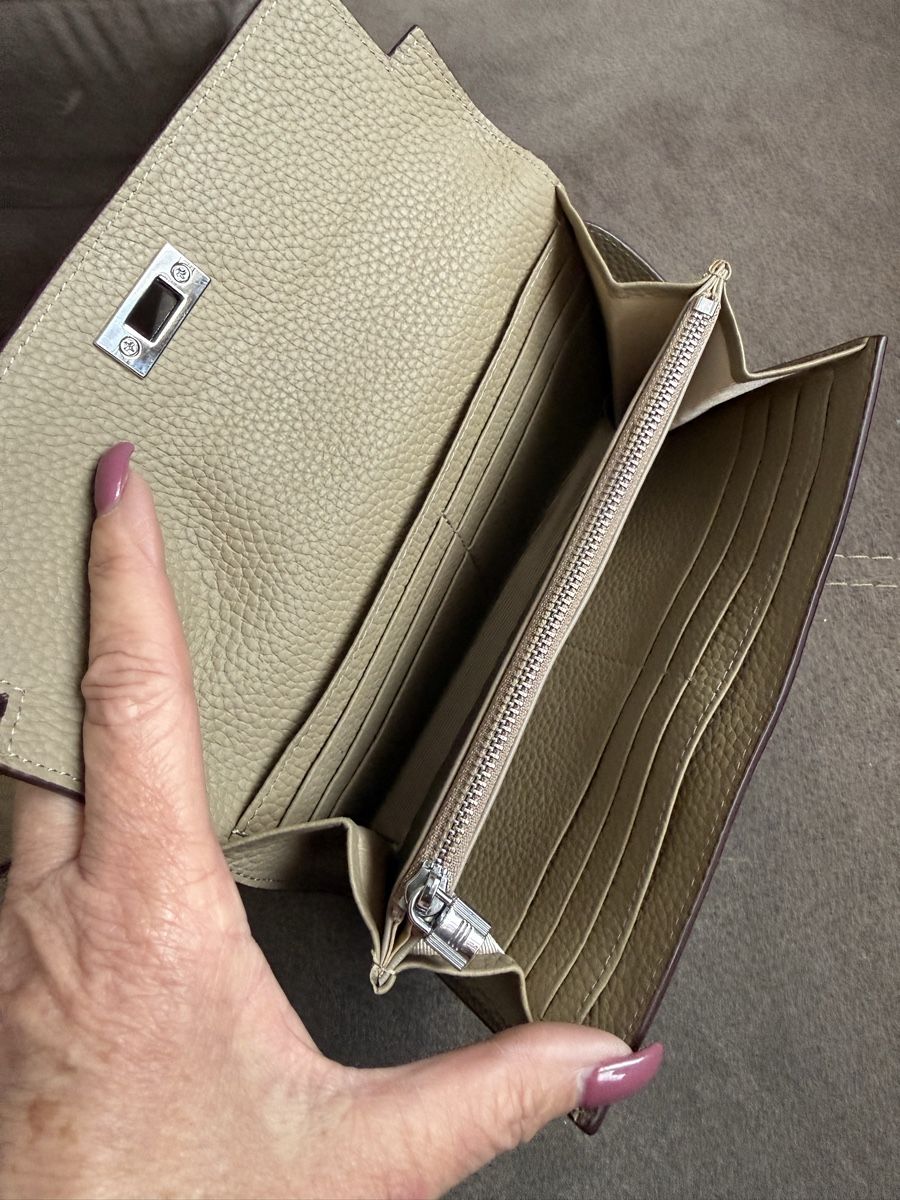 Portamonete: Portefeuille élégant en cuir véritable, couleur sable. – Nuovo (secondo la descrizione) da Lausanne venduto da Doudoutze 4