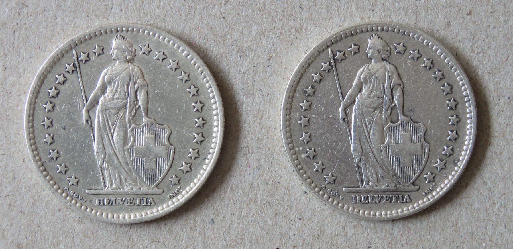 Tutti le monete: 2 x Fr. 2.-  1939 und 1943 – Usato da Kreuzlingen venduto da Koi4 1