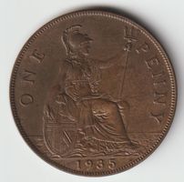 1935 One Penny George V GB Bronze Münze