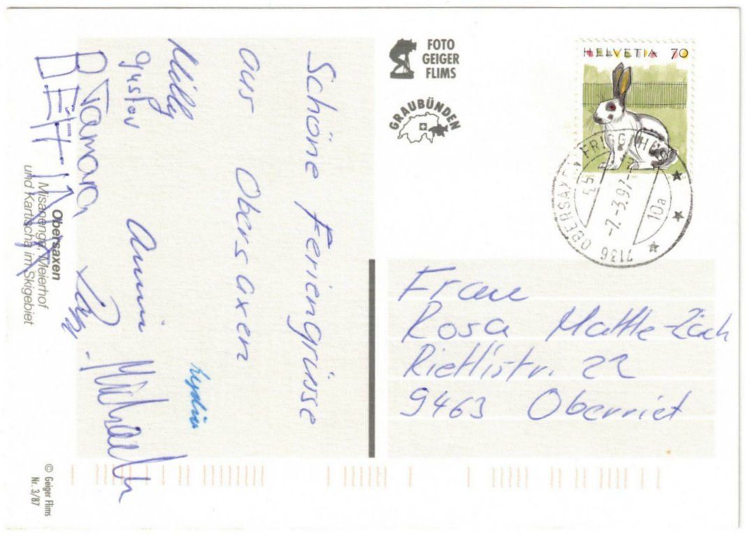 Cartoline postali: Obersaxen - 4 Bild AK – Usato da Binningen venduto da Mountainrider 1
