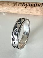 925 Silber Ring mit maritimem Wellenmuster Vintage