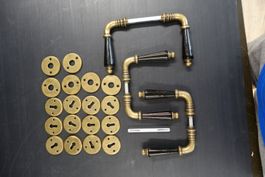 Türgriffe Bronze-Keramik Set mit Rosetten für Türen