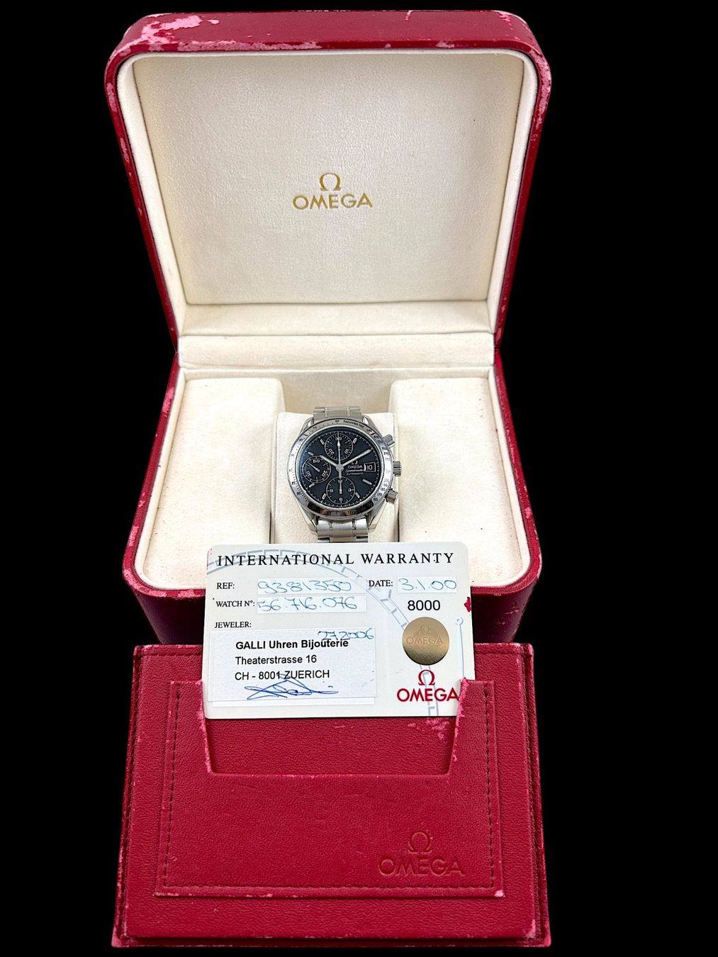 Omega Uhren: Omega Speedmaster Automatic Chrono 39mm Fullset 2000 *U1282 – Gebraucht aus Zürich von GalerieInauen 1