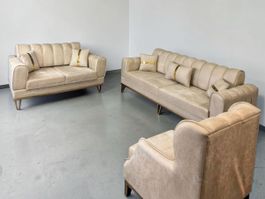 3-teiliges Wohnzimmer-Sofaset Sandbeige
