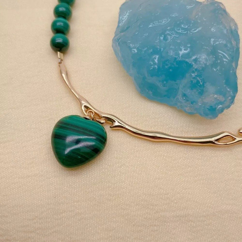 Catenine: Klein Malachit Halskette Kette Echt Collier Perle Malachite – Nuovo (secondo la descrizione) da Prilly venduto da ilyria73 3