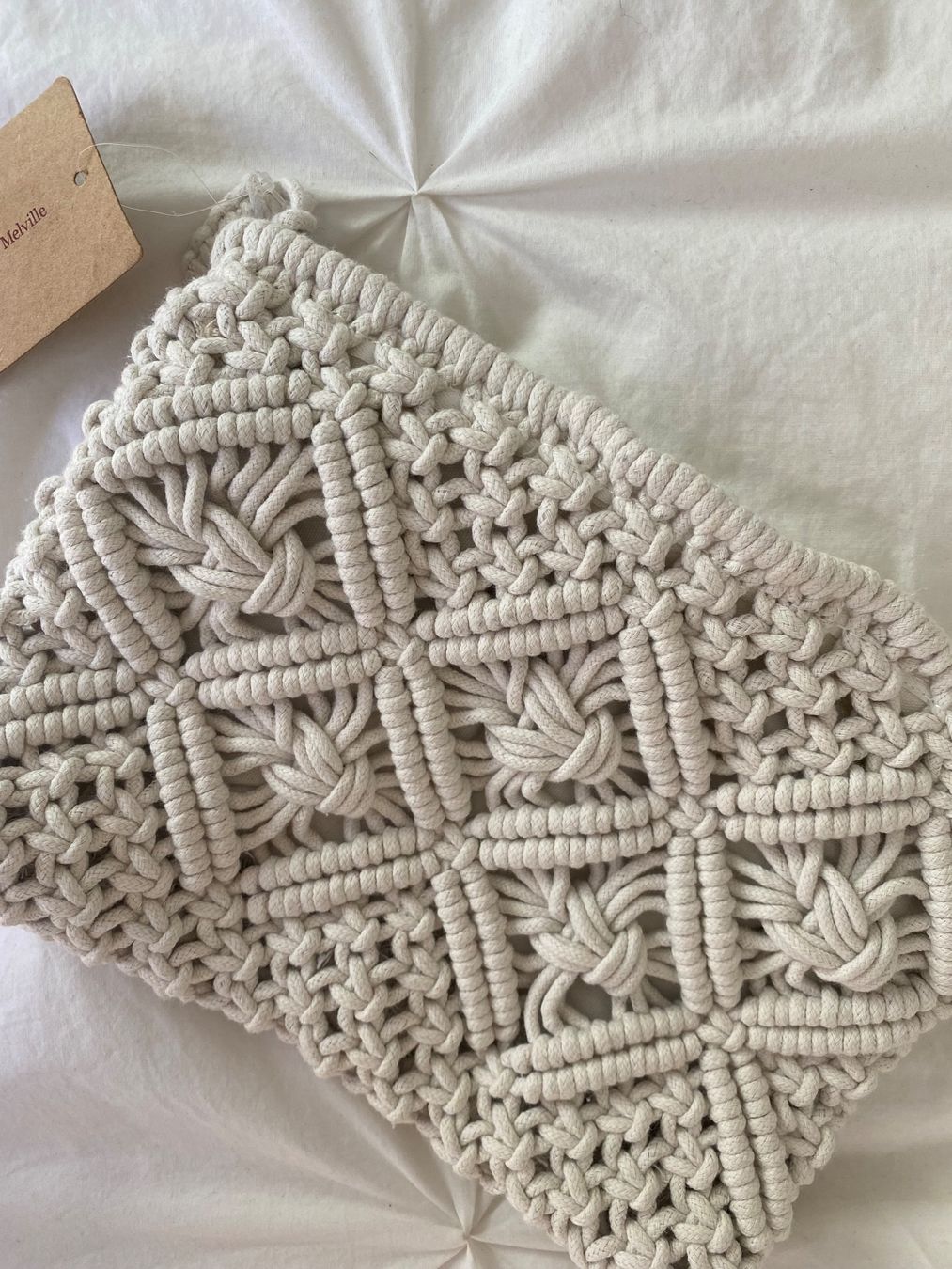 Borse da donna: Pochette macramé beige en coton neuve avec étiquette – Usato da Genève venduto da lejardindesvetements 1