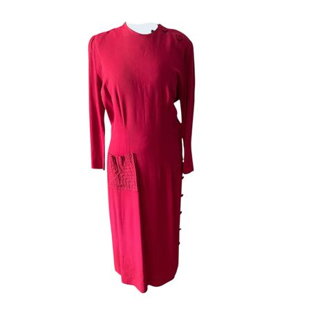 1940s Art Deco vintage rayon crepe dress S-M
