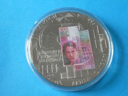 versilberte Medaille PP 50 mm, 20 Frankennote 1996