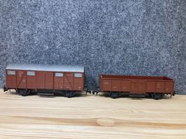 2er Set Lima Spur 0 gedeckt. u. offener Güterwagen FS Italia