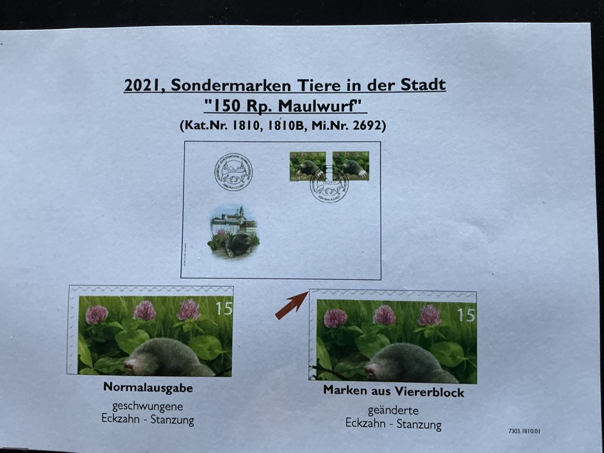 Tutti i francobolli: Schweizer Briefmarke "Maulwurf" 150 Rp.Abart – Usato da Hedingen venduto da Juniswiss 1