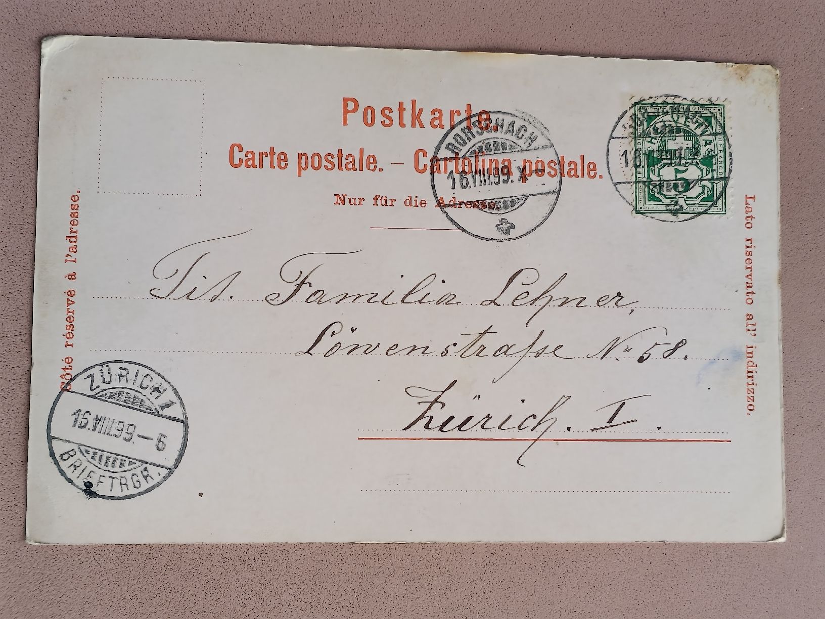 Cartoline postali: Litho PK / Rorschach - Gelaufen 1899 – Usato da Brugg AG venduto da Ente015 2