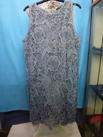 HALLHUBER SOMMERKLEID JEANSBLAU GR L RV HINTEN UNTERFÜTTERT