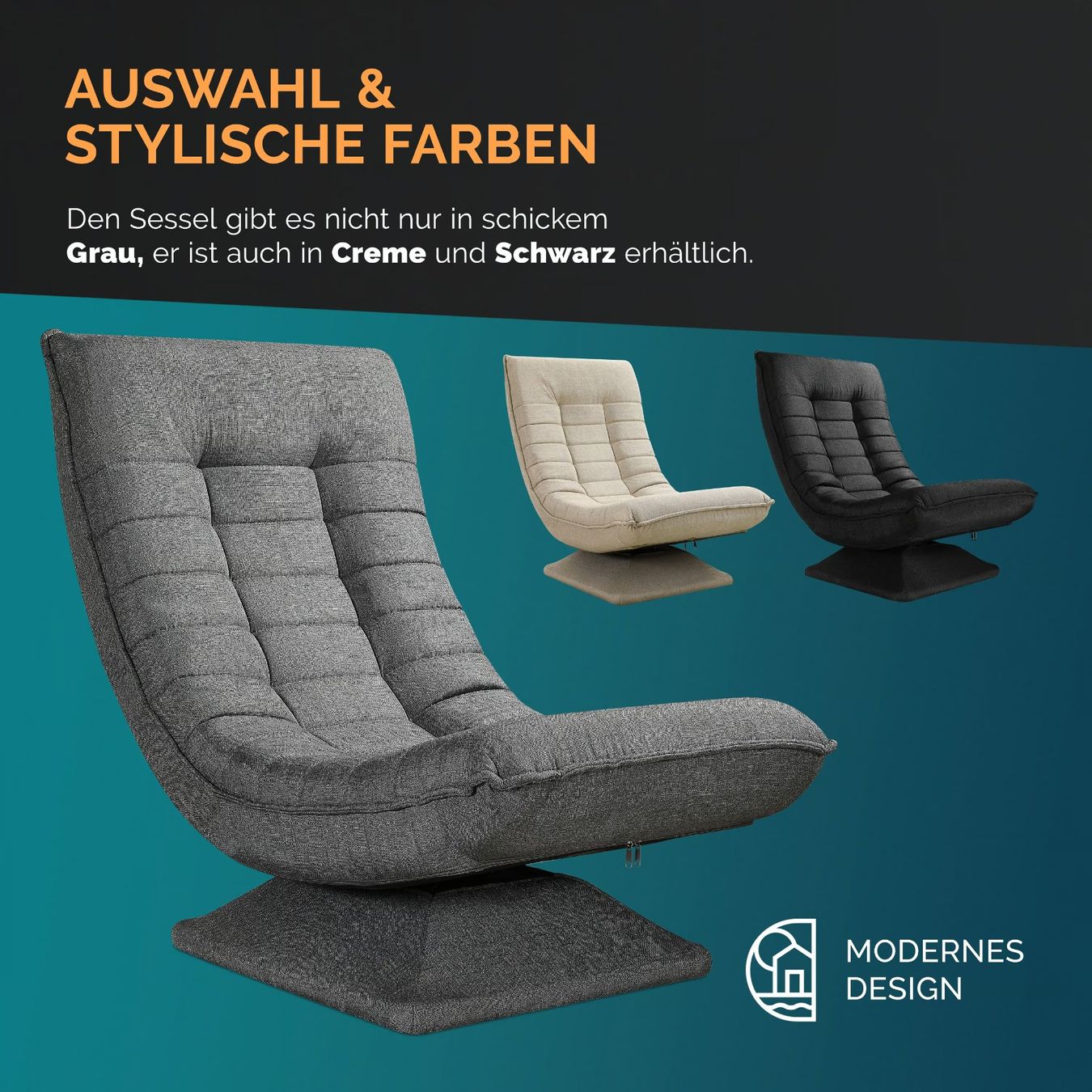 Poltrone: Relaxsessel Grau - Creme - Schwarz Stoff – Nuovo e nell'imballaggio originale da Winterthur venduto da aredo 5