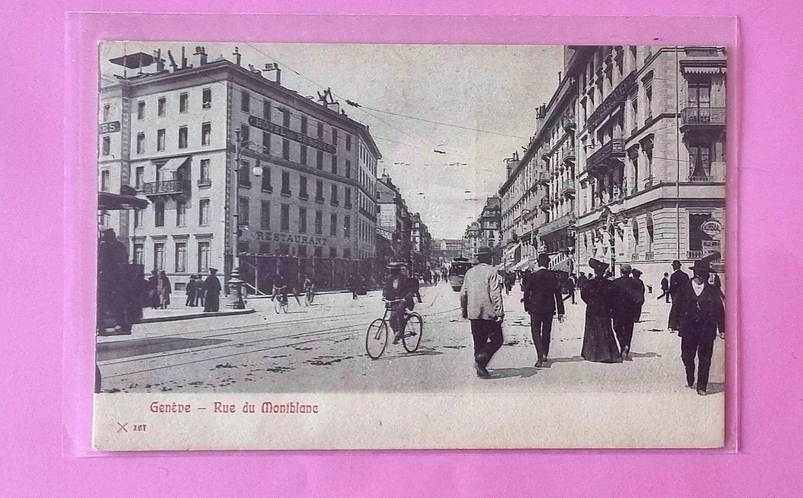 Cartoline postali: Geneve - Rue Montblanc - Strassenbahn - Tramway – Usato da Rothrist venduto da RROENK