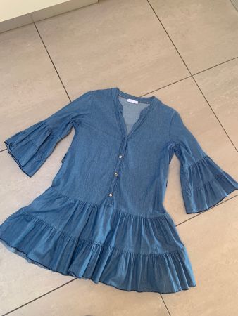 Boho Stufenkleid in Jeansoptik