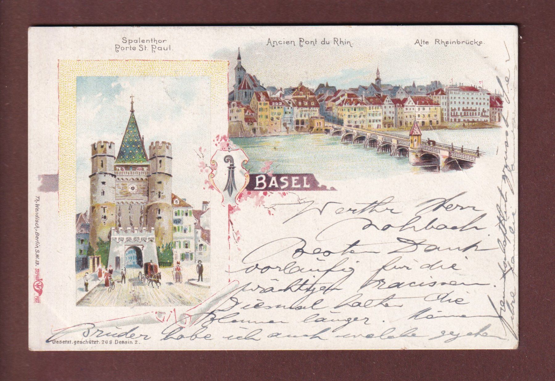 Ansichtskarten: BASEL - 1900 // Falte // – Gebraucht aus Pully von nicecards