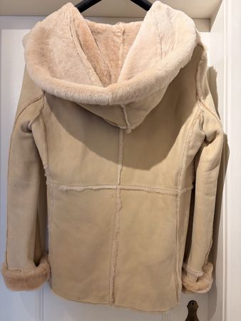 Lambskin Jacket with Hood, Beige, Size 44, Pre-owned