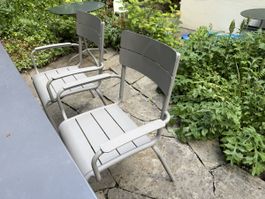 Set 4 Gartenstühle wie Fermob grau