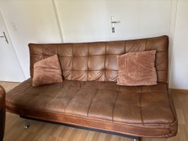 2 Sofas braun Leder