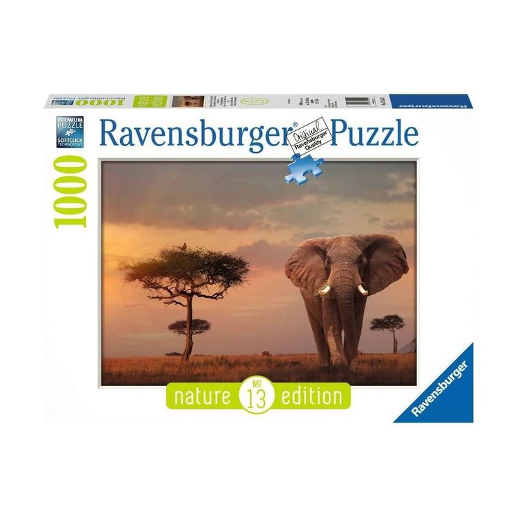 Lais Puzzle „Elefant Schwarz-weiß“ – 1000 Teile, Hochwertig Gestanzt, Mit Motiv-Schachtel