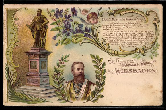 Ansichtskarten: Litho Wiesbaden, Kaiser Friedrich Wilhel – Gebraucht aus Berlin von bartko-reher